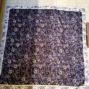 GH Pretty Purple floral Large square scarf. Made in China.